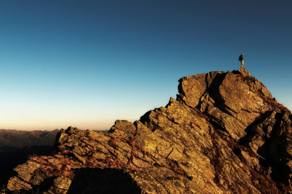 Hiker on a mountain peak